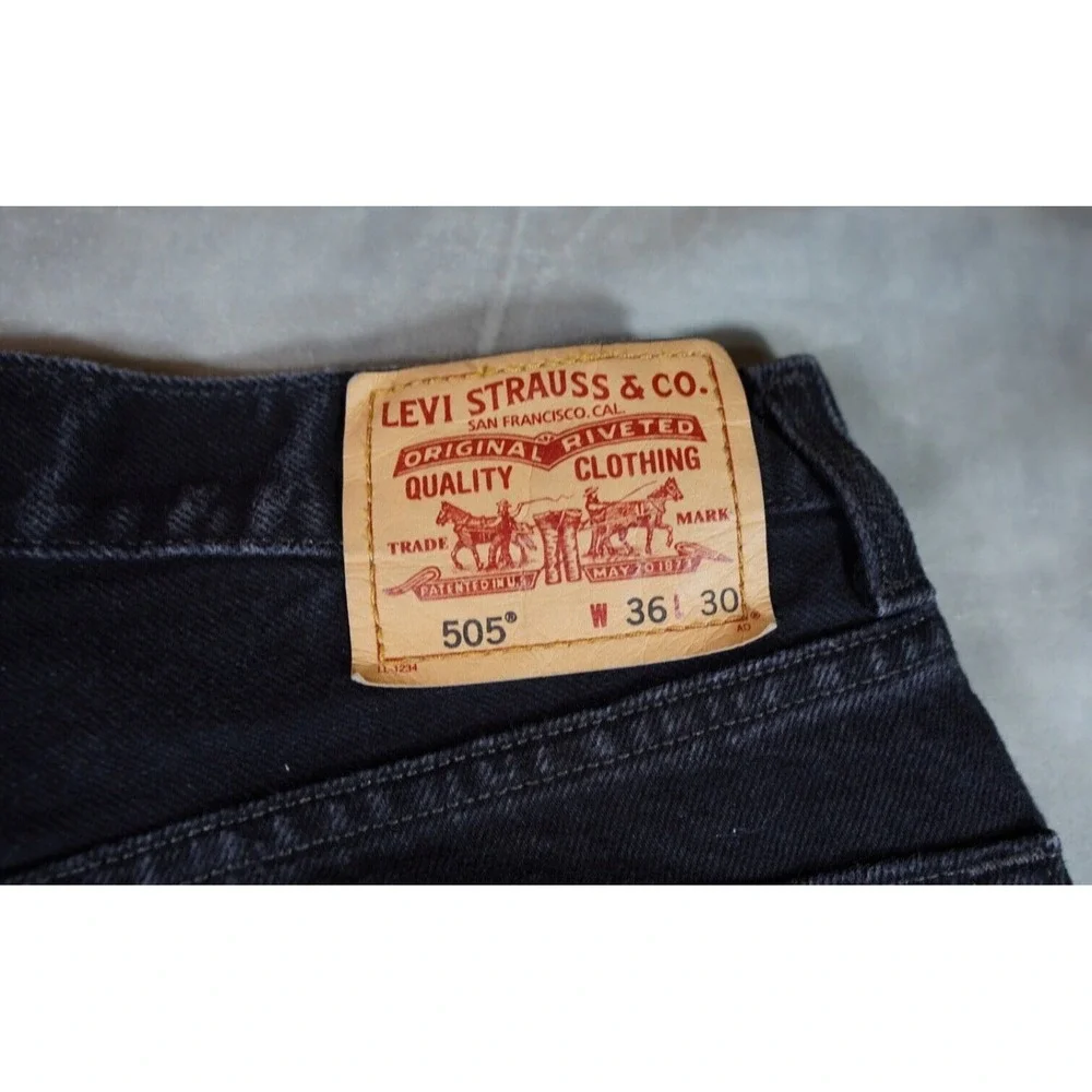 Levis 505 Jeans Mens‎ Size 36 x 30 Black Cotton Denim Straight Fit